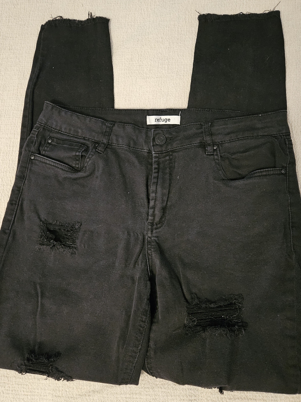 Refuge Distressed Skinny Jeans Black Waist 16"